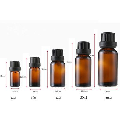 24pcs 5ml/10ml/15ml/20ml/30ml Amber Brown Glass Euro Dropper Bottles Essential Oil Liquid Aromatherapy Pipette Vials Containers
