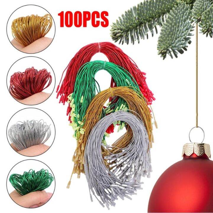 100Pcs Tag Ropes Christmas Tree Ball Ornaments Hanger String Ribbon