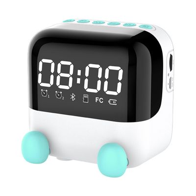 Wireless FM Radio Portable Bluetooth Speaker Desktop Alarm Clock with LED Screen Support Handsfree/TF Card Play