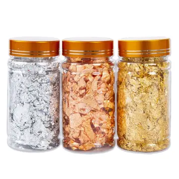 Gold Foil Flakes for Resin,10g/Bottle Metallic Foil Flakes Imitation Gold  Foil Flakes Metallic Leaf for Nails, Painting, Crafts,Slime and Resin  Jewelry Making,Gold,Silver,Copper Colors 