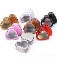 2Pcs Heart-shaped Metal Tins With Window Silver Candle Jar Empty Storage Box DIY Cream Cosmetic Container Candle Making Jars Storage Boxes