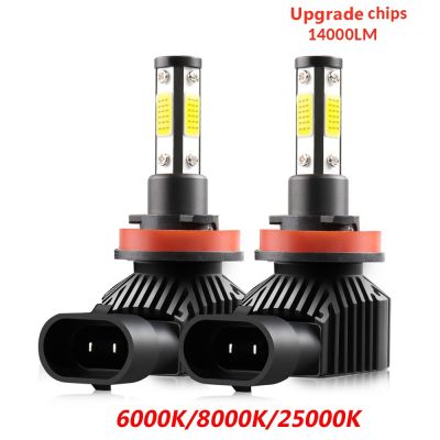 H7 LED Car Headlight 4 Side 360 Degree LED 14000LM H1 H3 H4 H8 H9 H11 Led Headlight Bulb HB3 9005 HB4 9006 Car Lights 6000K Bulbs  LEDs HIDs