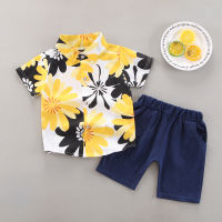 Boy fashion suit 0-6 years old boy summer shirt suit, kid clothes, baby boy flower pattern shirt + pants 2pcs boy clothes