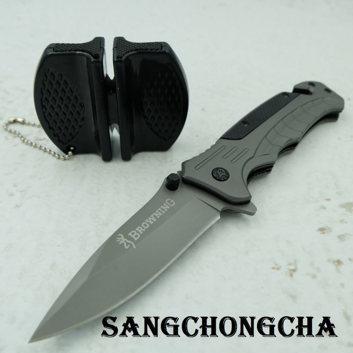 sangchongcha-nb019-ac001-มีดพับ-มีดพกพา-มีดเดินป่า-มีดพก-มีดพับเดินป่า-มีดแคมป์ปิ้ง-อุปกรณ์เดินป่า-23ซม-440c-ที่ลับมีดแบบพกพา