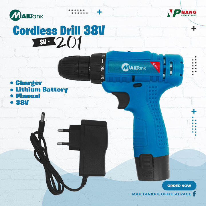 MailTank (SH201) Cordless Drill 38V Power Double Speed with LED Power