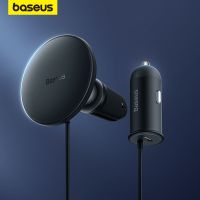 Baseus ที่ที่จุดบุหรี่แท่นชาร์จไร้สายที่ยึดโทรศัพท์แบบแม่เหล็กในรถยนต์25W USB C,2 In 1ที่ชาร์จ PD18W iPhone 12 13 14