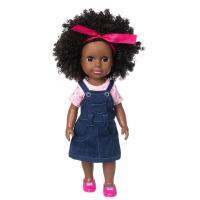 14 Inch Baby Dolls For Kids Born Accessories Casual Wear With Explosive Hairstyle Polyvinyl Chloride Soft African Doll