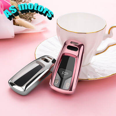 ที่หุ้มกุญแจรถสไตล์สมาร์ทปุ่มเริ่มเคสใสเต็มรูปแบบใช้ได้กับ A4ltta5q7 Audi