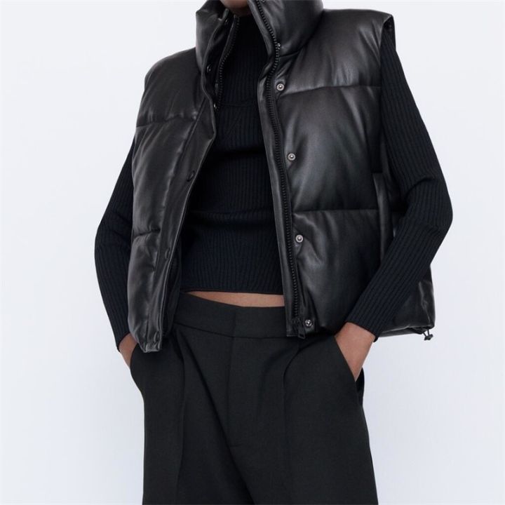 fashion-streetwear-women-puffy-vest-winter-thick-parkas-jacket-black-pu-female-coats-faux-leather-down-waistcoat-loose-lady-vest