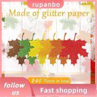 RUPANBO039392692 240ชิ้นใบเมเปิ้ลที่ตัดใบเมเปิ้ลแวววาวชุดบอร์ดติดประกาศใบเมเปิ้ลกระดาษตกแต่งผนัง