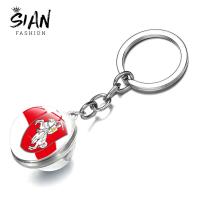 SIAN Republic of Belarus Keychain Double Side Photo Glass Cabochon Time Gem White Knight Pagonya Keychains Metal Key Chain Gifts Replacement Parts