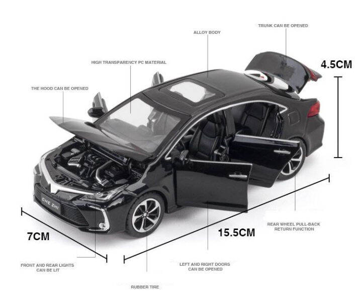 รถโคโรลล่าคลาสสิกโมเดลรถโตโยต้าโมเดล1-32หล่อจากของเล่นดึงกลับอัลลอยด์โมเดลโลหะเป็นของขวัญสำหรับเด็ก