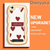 เคส Chenyyka สำหรับ Xiaomi Redmi 4A 5A เคส6A แฟชั่นสีแดงรักหัวใจดีไซน์ใหม่สีครีมขอบคลื่นกันกระแทกแบบใสนุ่มโปร่งใสลายกล้องถ่ายรูปเคสมือถือเคสป้องกันที่เรียบง่าย