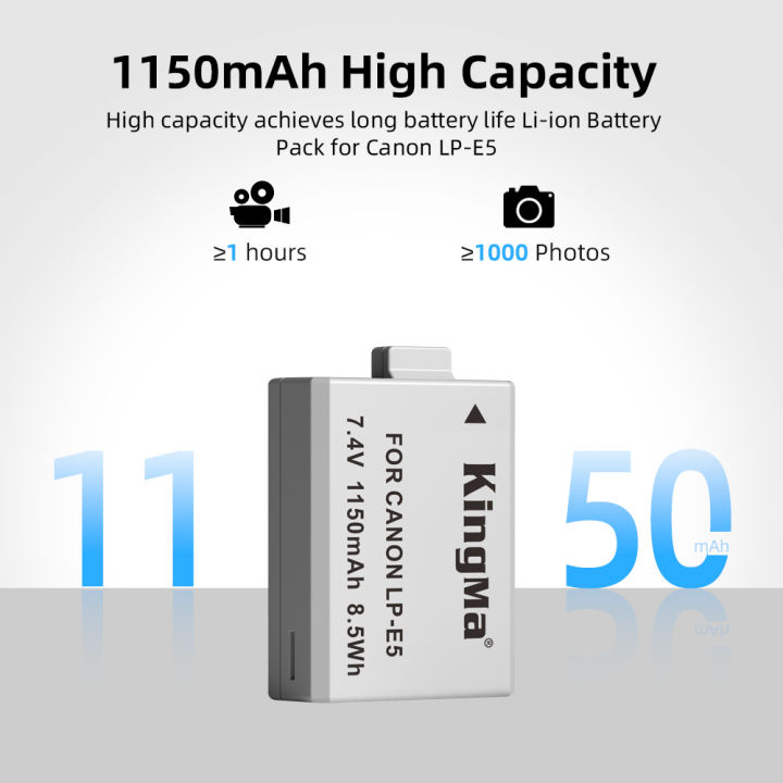 kingma-canon-lp-e5-1150mah-battery-and-lcd-dual-usb-charger-for-canon-eos-450d-500d-camera