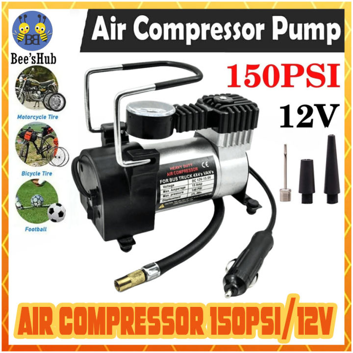 DC 12V Vehicle Air Compressor Pump Portable Tire Inflator with Air Tire  Meter