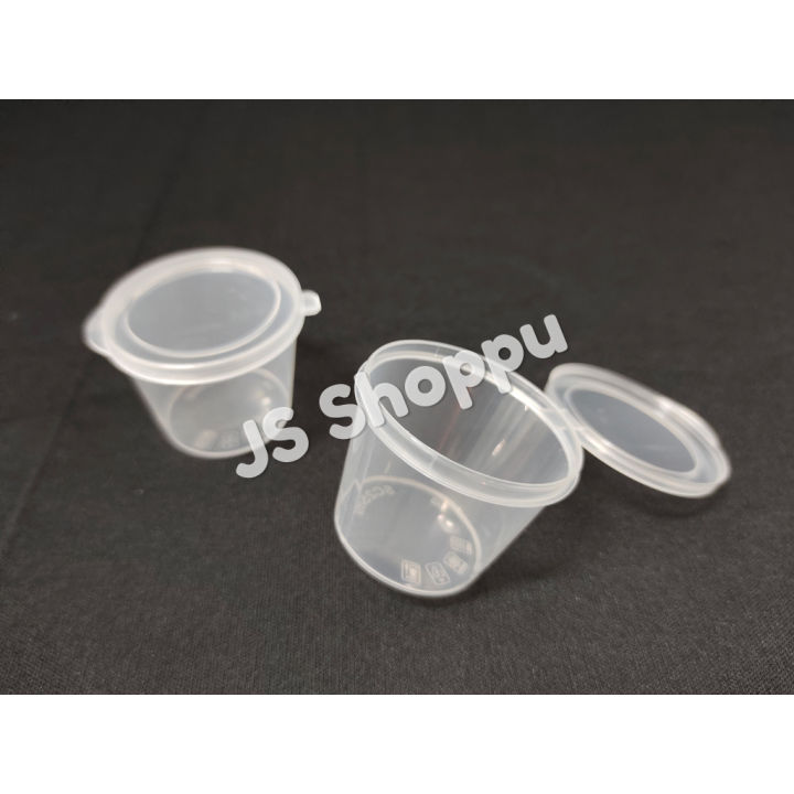 Tcc025 25ml Round Container Hinged Lid 50pcs± 25 Ml 1oz Disposable Plastic Food Deli Sauce 