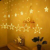 EU Plug Fairy Led String Lights Eid Mubarak Holiday Lighting Star Moon Curtains Lamp Decorations for Home Room Outdoor Decor New