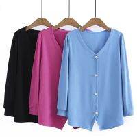 【มีไซส์ใหญ่】Plus Size XL-4XL Womens V-neck False Button Shirts Oversized Solid Color Irregular Female Tops