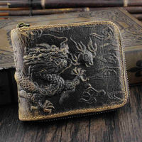 NEW Mens Wallet Fly Dragon clutch wallet (Genuine cowhide leather)