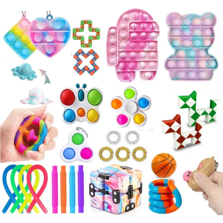 Pop Bubble Fidget Toys Set, Stress Relief and AntiAnxiety Tools Bundle