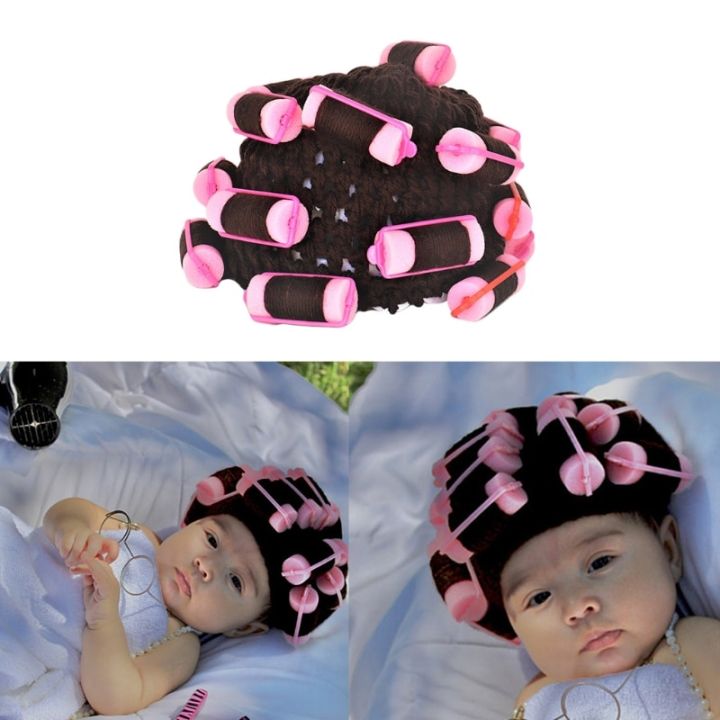 adult-kids-baby-knitted-hair-roller-curlers-wig-hat-funny-movie-style-housewife-landlady-cosplay-costume-elastic-head-cover-cap