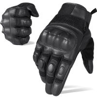 TouchSceen Leather Motorcycle Full Finger Gloves Black Motorbike Motocross Riding Racing ATV BMX Enduro Biker Protective Men