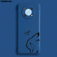 NORVIK ภาพยนตร์การ์ตูนน่ารักลาย Pika ไร้ขอบเคสโทรศัพท์สีฟ้าสำหรับ Huawei P60 Nova 11 11i 10 Y91 Y90 9 7 SE Honor X9a 90 70 50 Lite Magic 5 Pro 5G 4G N11-2ปลอกฝาหลังสร้างสรรค์