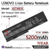 Qtech - รับประกัน 1 ปี - แบตเตอรี่ โน้ตบุ๊ค แล็ปท็อป Lenovo 42T4535 42t4543 42T4650 42T4834 42T4835 5200mAh สำหรับ ThinkPad 42T483 X200, X200s, X201, X201i, X201S, X201si Series FRU 42T4536 Battery Notebook Laptop