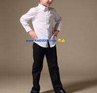 Boy shirt เสื้อเชิ้ตเด็ก แขนยาว สีขาว แบบเรียบ ขนาด ประมาณ 2-16 ปี