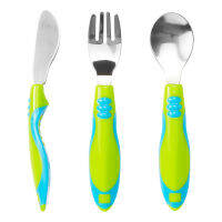 อุปกรณ์ทานอาหารเด็กเล็ก mothercare easy grip toddler cutlery set - 3 pieces (blue) PB884