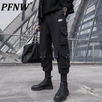 PFNW Cargo Pants Mens Functional Wind High Street Streetwear Multiple Pockets Black Style Elastic Waist Loose Trousers 12A1045