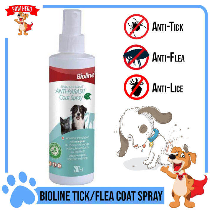 PAW HERO Bioline Anti-Parasite Coat Spray 207ml Anti Tick, Flea & Mites ...