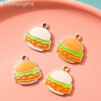 10Pcs 13x15mm Cute Enamel Hamburger Charms Food Pendant DIY Necklace Keychain For Jewelry Making Accessories