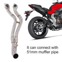 Motorcycle Full Exhaust System Vent Front Pipe Link for Yamaha MT-07/FZ-07 2014-2017(Straight)