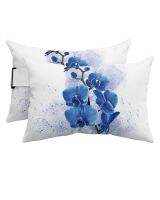 Watercolor Blue Flower Phalaenopsis Waterproof Pillow With Insert Adjustable Lounge Chair Recliner Head Lumbar Travel Pillow Travel pillows