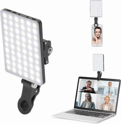 Newmowa 60 LED High Power Rechargeable Clip Fill Video Light with Front &amp; Back Clip, Adjusted 3 Light Modes for Phone, iPhone, Android, iPad, Laptop, for Makeup, TikTok, Selfie, Vlog, Video Conference