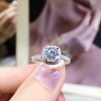 [COD] source party bag one carat diamond ring womens fashion square inlaid full of diamonds four-claw zircon open