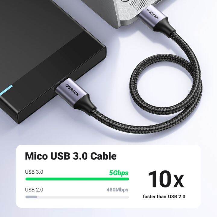 ugreast-micro-b-usb-3-0-3a-ชาร์จเร็ว5gbps-สาย-usb-เอ็กซ์เทอร์นัลฮาร์ดดิสก์ข้อมูล5gbps-สำหรับฮาร์ดดิสก์-ssd-sata