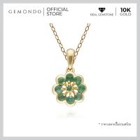 Gemondo จี้ทองคำแท้ (10K)ประดับมรกต(Emerald) ทรงดอกไม้ดีไซน์คลาสสิค