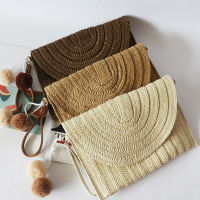 Feng Qi shopSummer Bohemia Handmade Rattan Woven Handbag Straw Knitted Messenger Bag