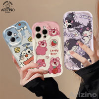 เคส OPPO A78 A98 A57 4กรัม A55 A77S A12 A17 A17K A16 A15 A54 A95 A93 A96 A76 4F 5F F9 A94สะสมลายการ์ตูนสตรอเบอร์รี่หมีซิลิโคน A5