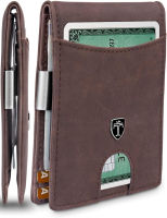 TRAVANDO Mens Slim Wallet with Money Clip SEATTLE RFID Blocking Bifold Credit Card Holder for Men with Gift Box Vintage Brown