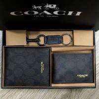 ซื้อ1ได้ถึง3! C O A C H_FACTORY SHORT WALLET WITH CARD POCKET &amp; KEY CHAIN ชุดกระเป๋าสตางค์ใบสั้นและกระเป๋าใส่บัตร(งานแบรนด์แท้outlet)