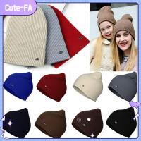 CUTE-FA 11สีทึบน่ารักสำหรับผู้หญิงหมวกลำลองสำหรับฤดูหนาวและฤดูใบไม้ร่วงหมวกให้ความอบอุ่นกับหมวกไหมพรมถักหมวกหมวกผู้หญิง