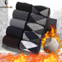5 Pairs Winter Thermal Socks Man Thick Cotton Diamond Colorful Keep Warm Business Terry Floor Party Dress Long Socks nd