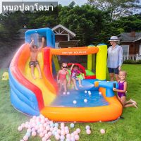 PUYE【จัดส่งจากกรุงเทพฯ】ปราสาทเด็ก บ้านลมเด็ก Inflatable Castle for Kids แทรมโพลีนพอง 1-4 คน สระน้ำเป่าลม ปราสาทพอง พร้อมสไลด์ บ้านปราสาทพองเด็ก