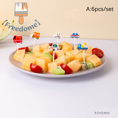 【Freedome】 6/8/10pcs ผลไม้ส้อมการ์ตูนมินิ Halloween Traffic Sign เครื่องมือเลือกอาหาร