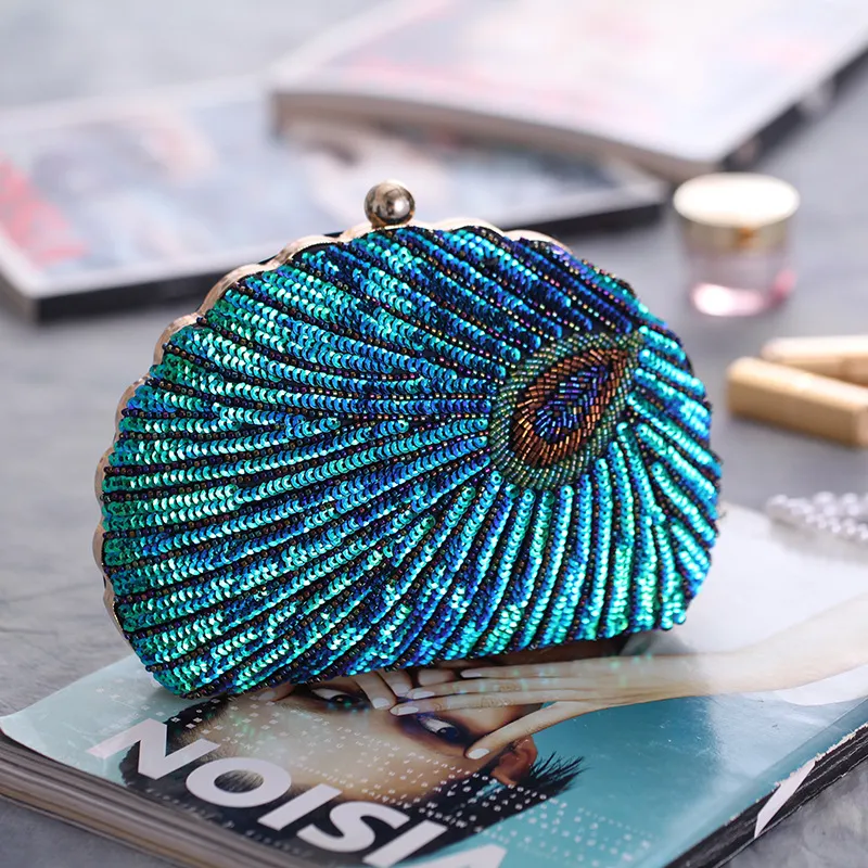 Ladies Embroidered Shell Shaped Shoulder Bag