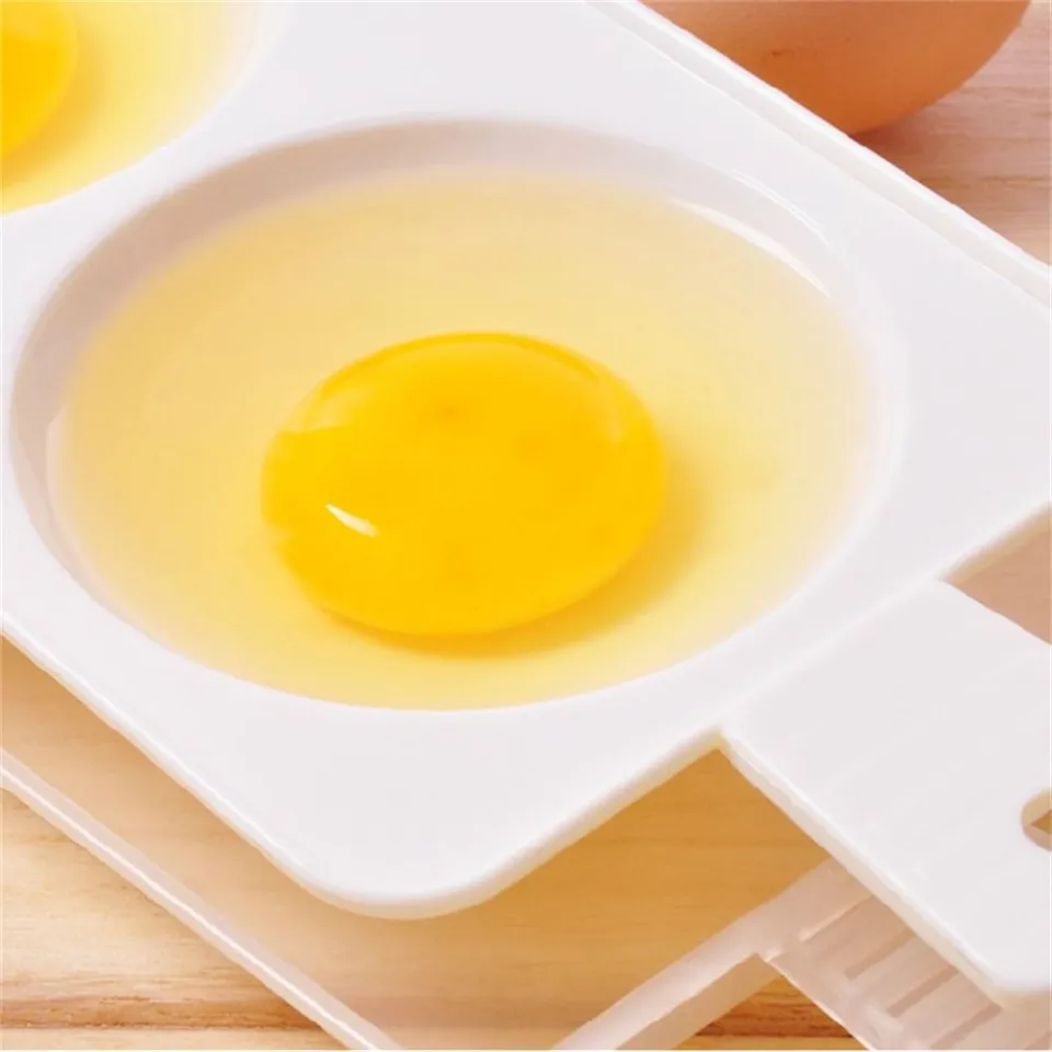 1pc Lightweight Poached Egg Maker Durable PP Microwave Cooking Eggs Steamer  2 Eggs Round Shape Microwave Egg Steamer For Home