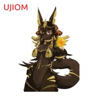 UJIOM 13ซม. X 9.4ซม. ขนยาวเทพธิดาอะนูบิสห้องนั่งเล่นสติกเกอร์ติดผนังแบบสร้างสรรค์ไวนิลกันรอยขีดข่วนตกแต่งบ้านแล็ปท็อป